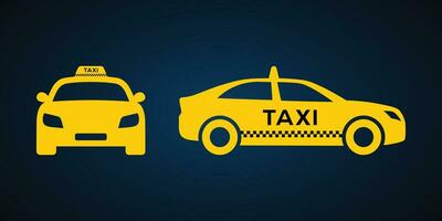 Taxi car vector icon set. Taxi car front and side view flat pictogram designs, Vector illustration.