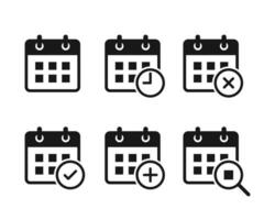 Flat design calendar icon set. Vector illustration