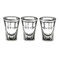 conjunto de vector Disparo lentes para alcohólico bebidas tal como vodka y tequila, mano dibujado bosquejo de Disparo lentes para fuerte alcohol, negro y blanco entintado ilustración aislado en blanco antecedentes