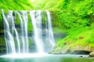 AI generated Waterfall nature landscape background. Pro Photo