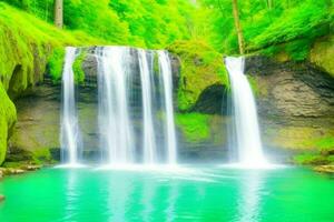 AI generated Waterfall nature landscape background. Pro Photo