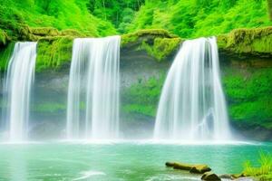 AI generated Waterfall nature landscape background. Pro Photo