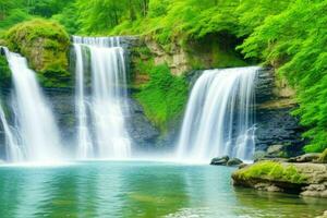 AI generated Waterfall nature landscape background. Pro Photo