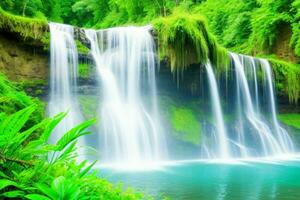 AI generated Waterfall nature landscape background. Pro Photo