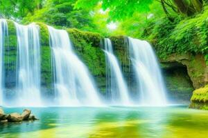 AI generated Waterfall nature landscape background. Pro Photo