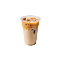 AI generated Iced Thai Milk Tea with Bubbles in Plastic Cup png