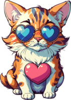 AI generated Cat wear Heart Shape Sunglasses Image png