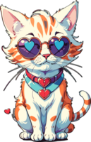 AI generated Cat wear Valentine Sunglasses Design png