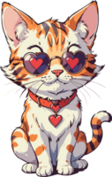 AI generated Cat wear heart Shape Sunglasses Mascot png