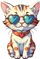 AI generated Cat wear Heart Shape Sunglasses png