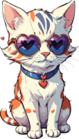 AI generated Cat wear Heart Shape Sunglasses Character png