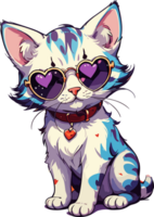 AI generated Cat wear Heart Shape Sunglasses Sticker png