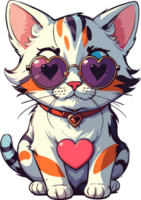AI generated Cat wear Valentine Sunglasses Image png