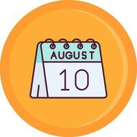 10 de agosto línea lleno icono vector