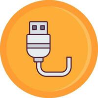 USB línea lleno icono vector