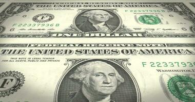 Banknotes of one american dollar, cash money, loop video