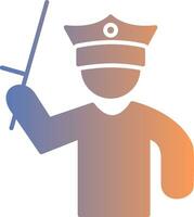 Policeman Holding Stick Gradient Icon vector