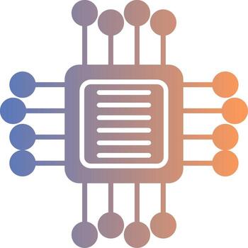 computadora chip degradado icono vector
