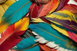 AI generated Vibrant feather texture wallpaper background. Pro Photo