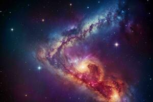 AI generated solar place galaxy, nebula, and stars flat lay background. Pro Photo