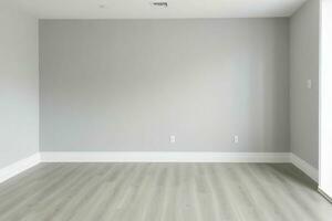 AI generated Minimalist empty room with walls and wood floor. Pro Photo