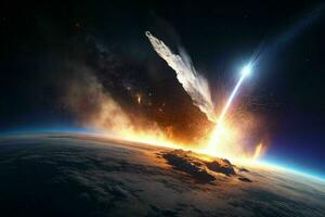 ai generado meteorito impacto espacio antecedentes. Pro foto