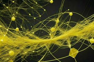 AI generated Network line of connecting stream with a wave of Futuristic abstract wave wallpaper background. Pro Photo