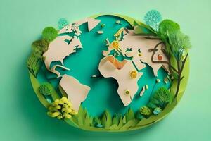 AI generated World environment day background in paper cut style. Pro Photo