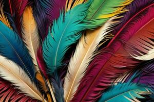 AI generated Vibrant feather texture wallpaper background. Pro Photo