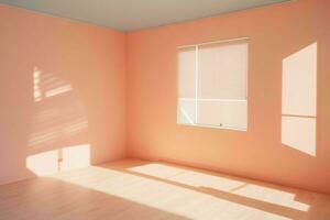 AI generated empty room with shadows and copy space. Pro Photo