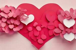 AI generated Cute love paper cut style romantic scenery. Valentines Day. Mother's Day anniversary. Pro Photo