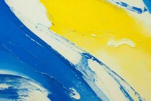 ai generado de cerca de pasta pintura resumen áspero de azul, amarillo, y blanco Arte pintura textura antecedentes. Pro foto