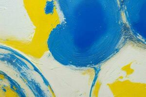 AI generated Closeup of impasto painting abstract rough of blue, yellow, and white art painting texture background. Pro Photo