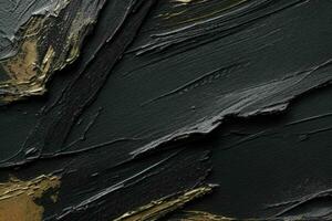 AI generated Closeup of impasto painting abstract rough of black art painting texture background. Pro Photo