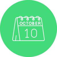 10th of October Line color circle Icon vector