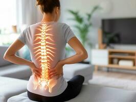 AI generated Back lower lumbar pain rheumatism from injury, inflammation, arthritis or chronical overuse photo