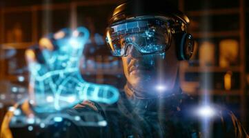 AI generated Modern factory production and technology. Visualization 3D modeling of technological process photo