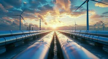 AI generated Hydrogen project pipeline bringing clean green ecologic energy photo