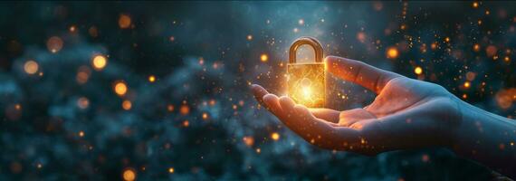 AI generated Computer and business security, privacy protection and encryption concept photo