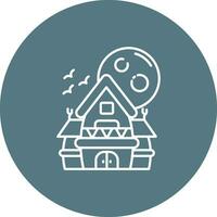 Haunted house Line color circle Icon vector