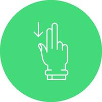 Two Fingers Down Line color circle Icon vector