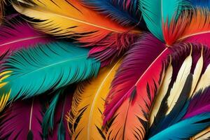 AI generated Vibrant feather texture wallpaper background. Pro Photo