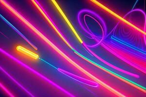 AI generated 3d rendering animation abstract glowing lines vibrant neon lights background. Pro Photo