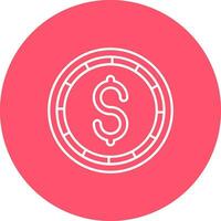 Dollar coin Line color circle Icon vector