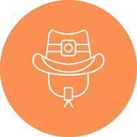 vaquero sombrero línea color circulo icono vector