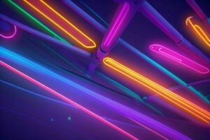 AI generated 3d rendering animation abstract glowing lines vibrant neon lights background. Pro Photo