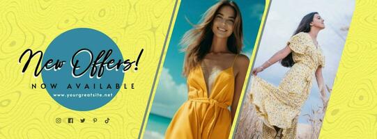 Yellow Promotional Fashion for Facebook cover template