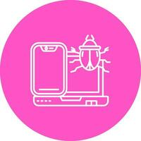 Bug Line color circle Icon vector