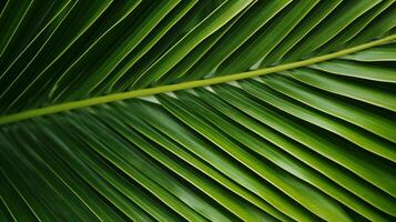 ai generado un cerca arriba imagen de Coco árbol hoja foto