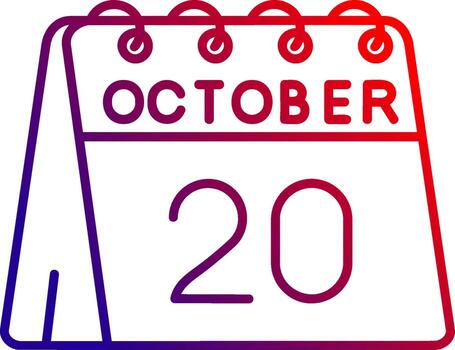 20th of October Line gradient Icon vector